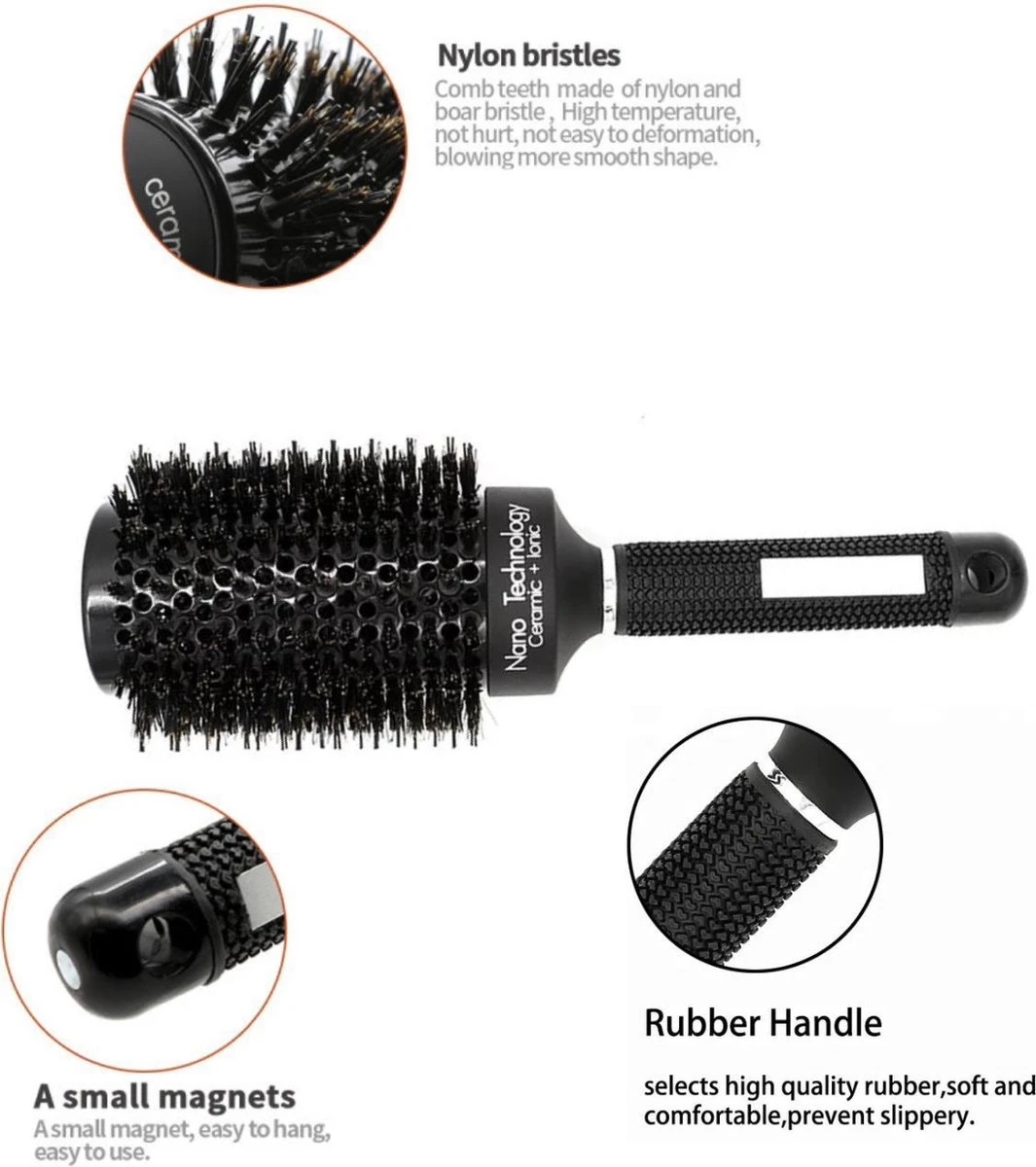 Brosse Ronde En Poils De Sanglier & Nylon | 53 Mm | Brosse Sèche Cheveux - Nano Technology Ceramic + Iconic 255*53mm | Céramique | Technologie Nano 8 Brosse Ronde En Poils De Sanglier & Nylon | 53 Mm | Brosse Sèche Cheveux - Nano Technology Ceramic + Iconic 255*53mm | Céramique | Technologie Nano – Image 6