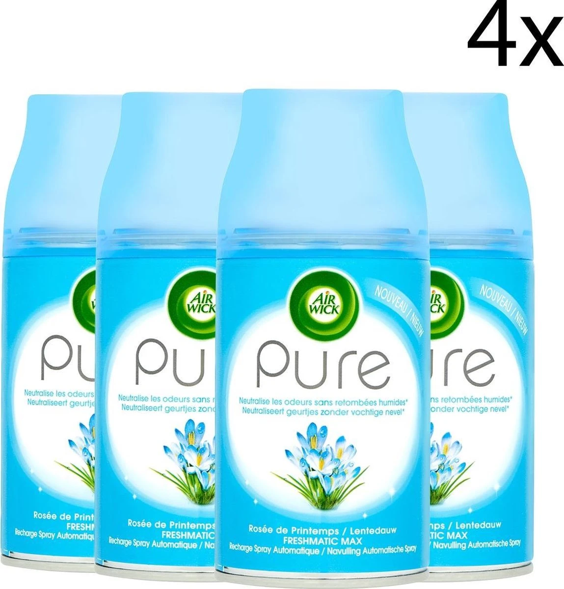 Air Wick Pure Spring Dew Spray Recharge Neutralise Les Odeurs Sans Brume Humide - 4 Pièces 3 Air Wick Pure Spring Dew Spray Recharge Neutralise Les Odeurs Sans Brume Humide - 4 Pièces