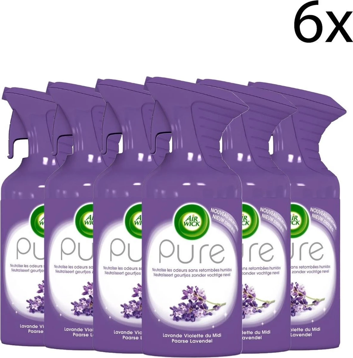 Airwick Pure Air Freshener Spray Lavande - Value Pack 6 X 250 ML 3 Airwick Pure Air Freshener Spray Lavande - Value Pack 6 X 250 ML