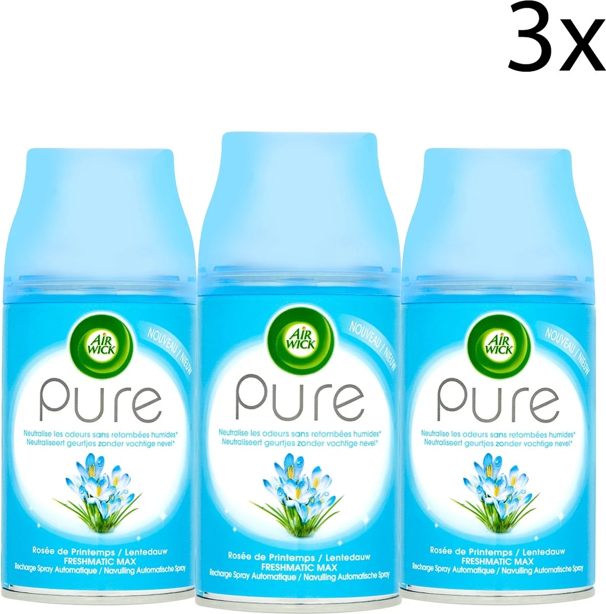 Désodorisant Air Wick Freshmatic Rosée Printanière - Recharge - 3x250ml 3 Désodorisant Air Wick Freshmatic Rosée Printanière - Recharge - 3x250ml