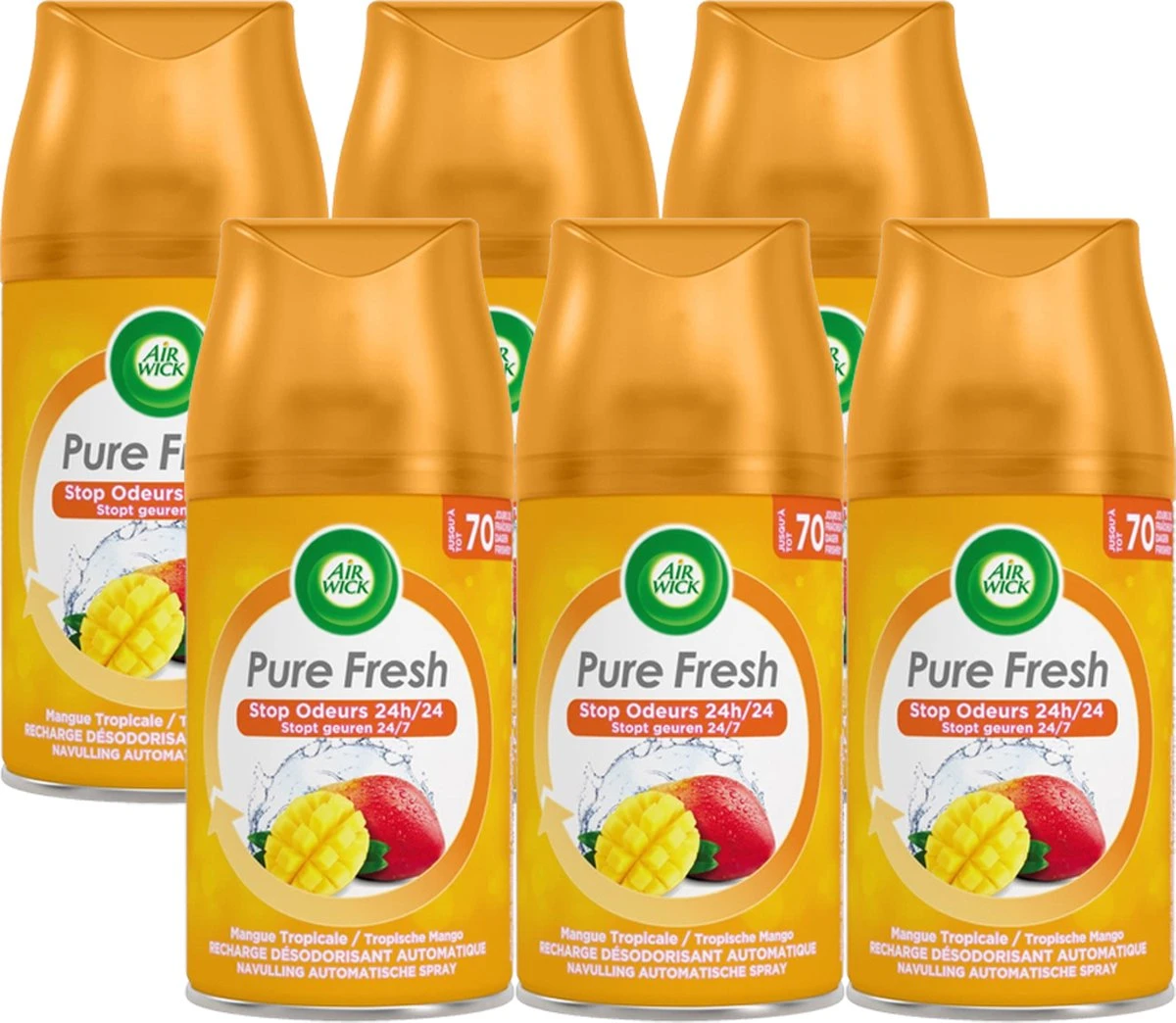 Recharge De Désodorisant Airwick Pure Fresh Tropical Mango 6 X 250 Ml - Value Pack 3 Recharge De Désodorisant Airwick Pure Fresh Tropical Mango 6 X 250 Ml - Value Pack