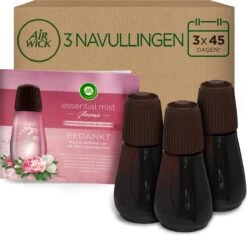 Désodorisant Automatique Air Wick Essential Mist - Pivoine Rafraîchissante Et Jasmin - 3 Recharges