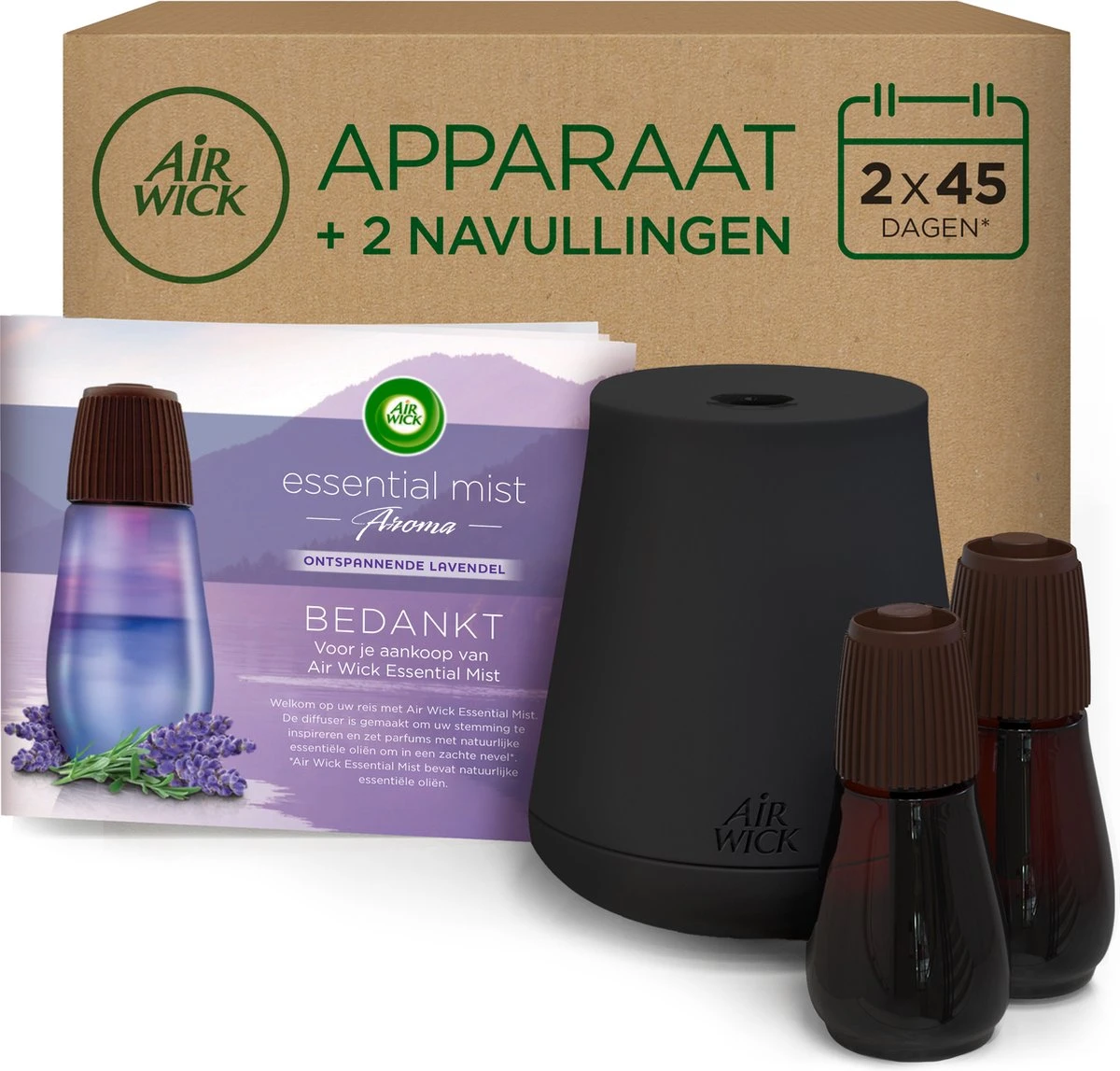 Air Wick Essential Mist - Lavande Relaxante - 1 Starter Kit Noir + 2 Recharges 3 Air Wick Essential Mist - Lavande Relaxante - 1 Starter Kit Noir + 2 Recharges