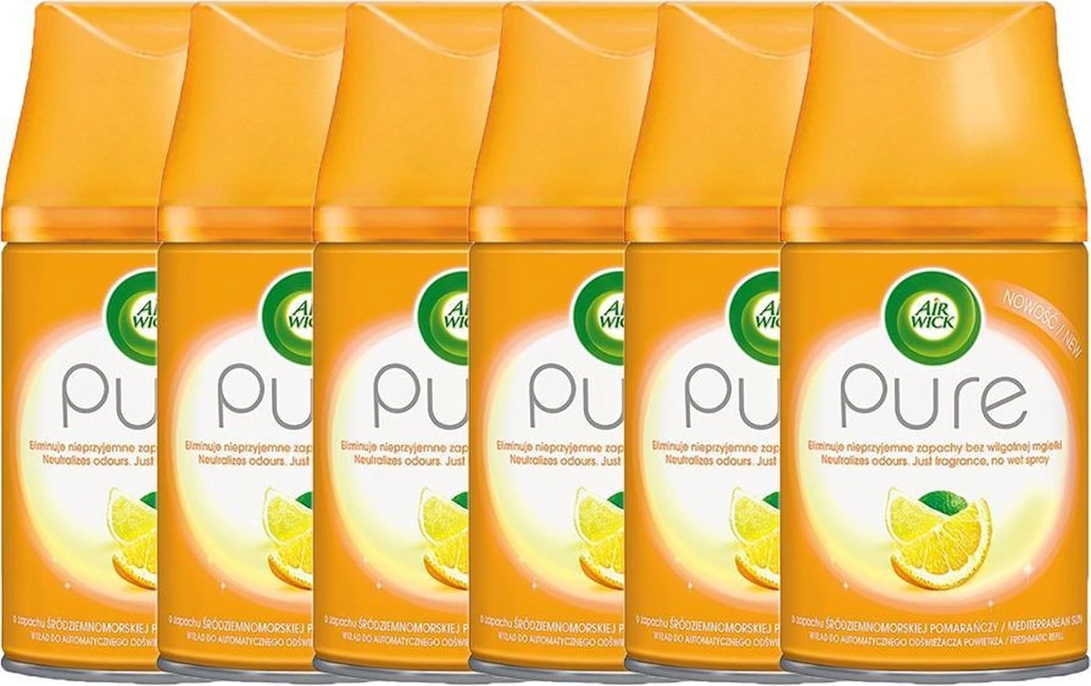 Recharge Airwick Freshmatic - Soleil Méditerranéen - 6 X 250 Ml - Paquet De Réduction 3 Recharge Airwick Freshmatic - Soleil Méditerranéen - 6 X 250 Ml - Paquet De Réduction