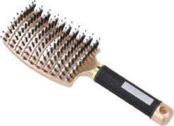 Royaume De La Beauté Brosse Démêlante Or | Anti Bardane | Poils De Sanglier | Brosse à Cheveux En Nylon | Brosse à Friser | Sanglier | Démêlant | Massage Démêlant
