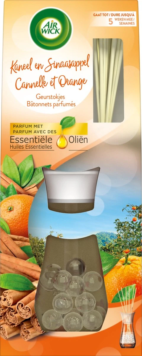 Air Wick Reeds Huiles Essentielles Cannelle & Orange 33ML X4 4 Air Wick Reeds Huiles Essentielles Cannelle & Orange 33ML X4 – Image 2