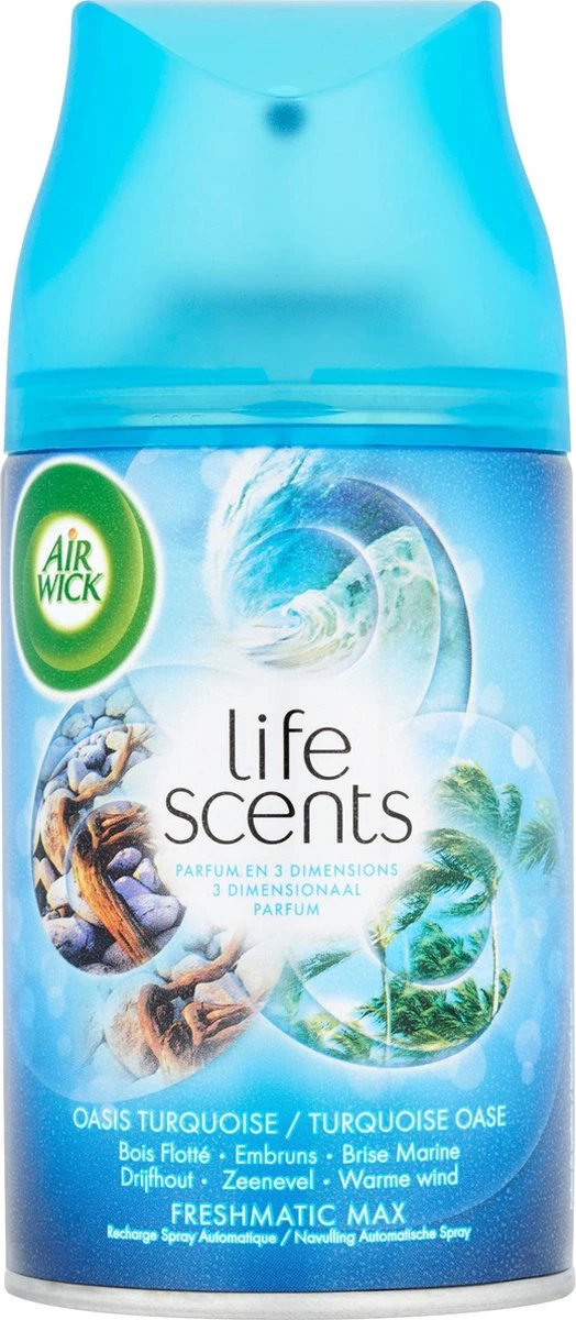 Air Wick Life Scents Spray Automatique Freshmatic Max - Recharge - Turquoise Oase - 250 Ml 3 Air Wick Life Scents Spray Automatique Freshmatic Max - Recharge - Turquoise Oase - 250 Ml