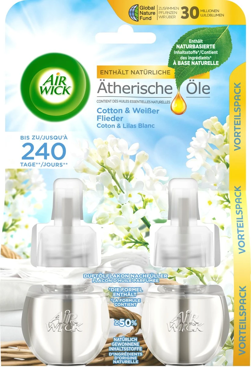 AirWick Désodorisant - Recharge Diffuseur D'arôme électrique Air Wick Katoen & Lilas Wit , 38 Ml 3 AirWick Désodorisant - Recharge Diffuseur D'arôme électrique Air Wick Katoen & Lilas Wit , 38 Ml