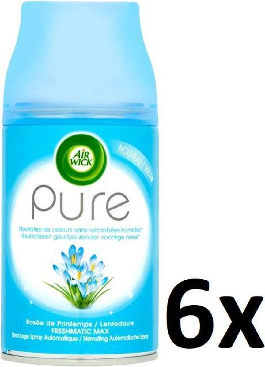 La Recharge AirWick Pure Spring Dew Spray Neutralise Les Odeurs Sans Brouillard Humide - 6 Pièces 3 La Recharge AirWick Pure Spring Dew Spray Neutralise Les Odeurs Sans Brouillard Humide - 6 Pièces
