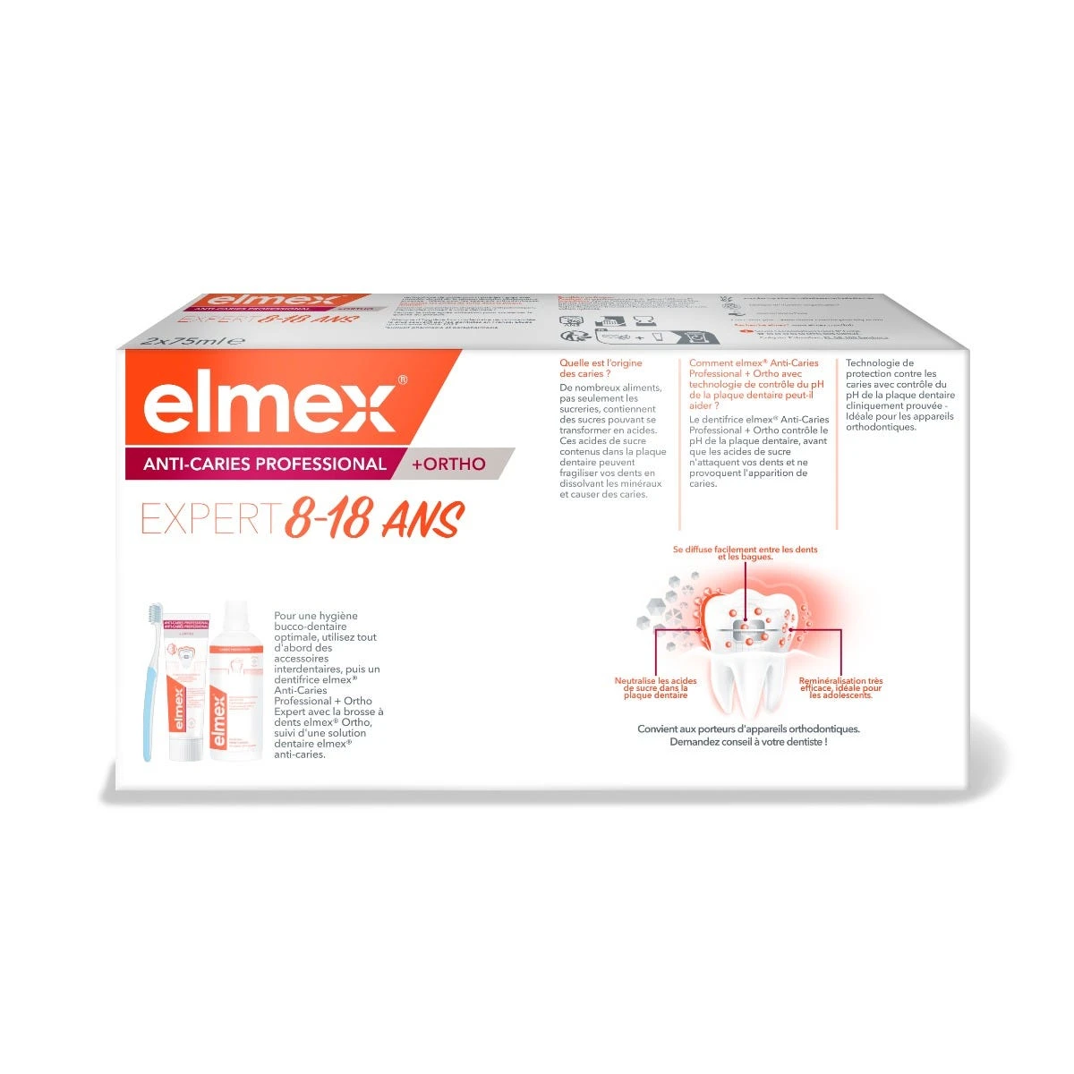 ANTI-CARIES PROFESSIONAL - Dentifrice Anti-Caries + Ortho Expert 8-18 Ans, 2x75ml 4 ANTI-CARIES PROFESSIONAL - Dentifrice Anti-Caries + Ortho Expert 8-18 Ans, 2x75ml – Image 2