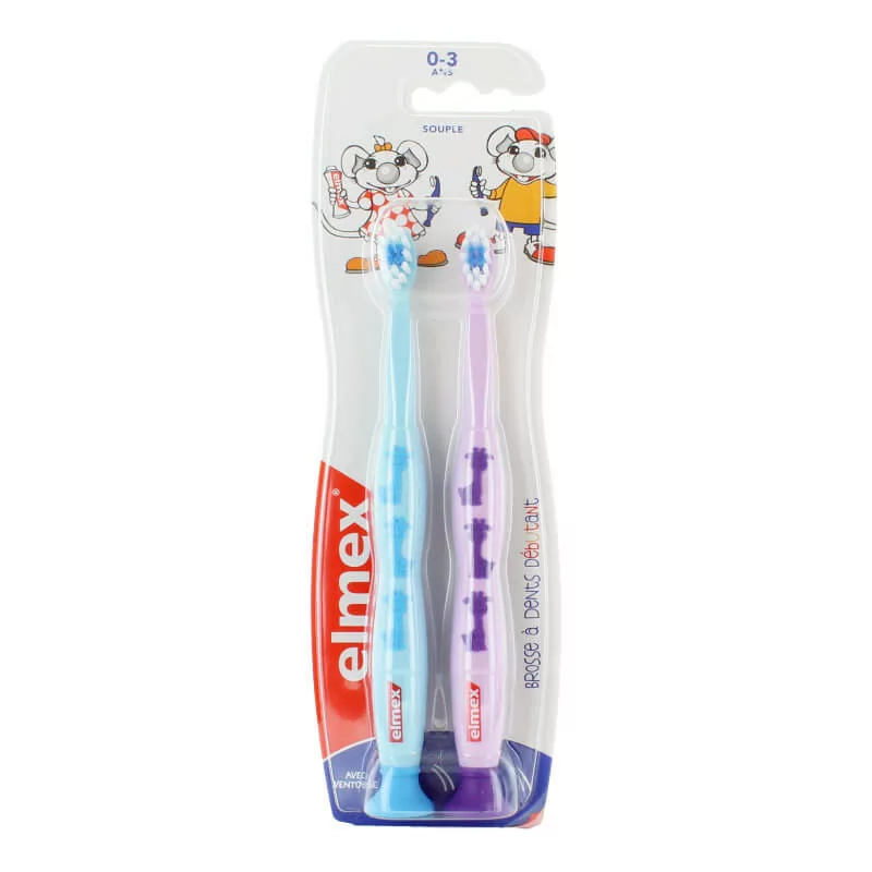 Elmex Brosse à Dents Débutant 0-3 Ans X2 3 Elmex Brosse à Dents Débutant 0-3 Ans X2