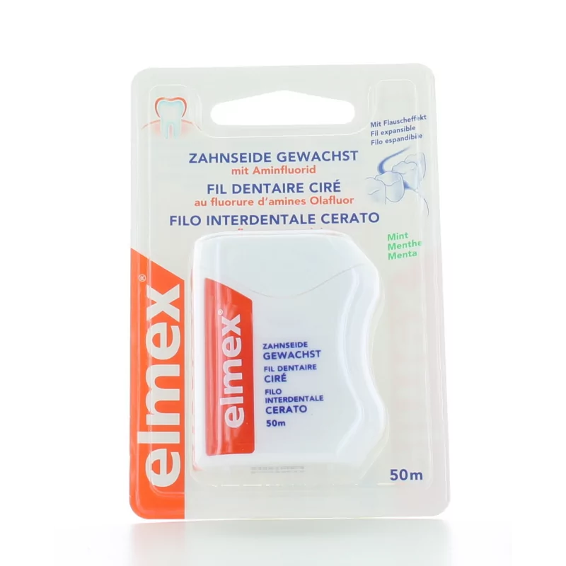 Fil Dentaire Ciré Menthe Elmex 50 M 3 Fil Dentaire Ciré Menthe Elmex 50 M