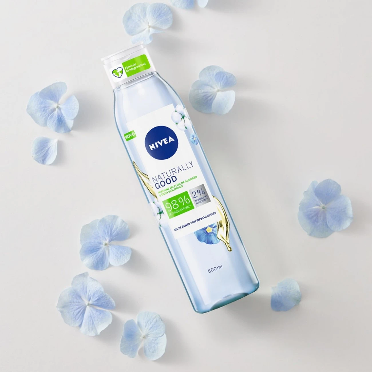 Nivea Naturally Good Cotton Flower & Bio Oil Shower Gel 500ml (16.91fl Oz) 4 Nivea Naturally Good Cotton Flower & Bio Oil Shower Gel 500ml (16.91fl Oz) – Image 2